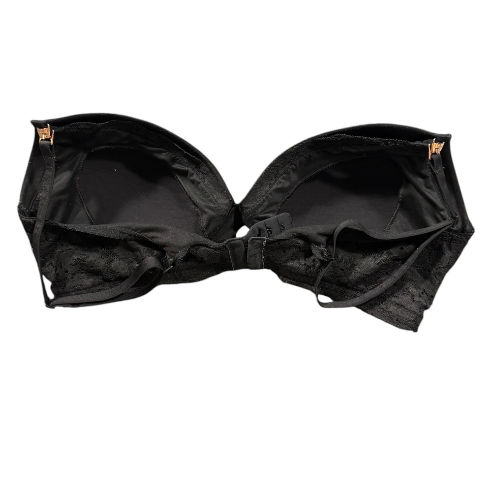Victoria's Secret Wireless Bra Womens 38D Black Lace Trim Gold Hardware Comfort - Picture 3 of 12